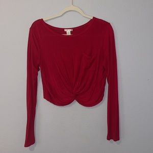 Red cropped long sleeve